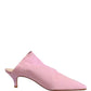 Pink Suede Heel Mule Shoes