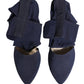 Blue Cotton Ankle Boots Shoes