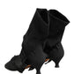 Black Suede Mid Calf Boots Shoes