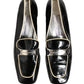 Black Patent Leather Logo Flats Loafers Shoes