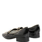 Black Patent Leather Logo Flats Loafers Shoes