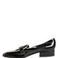 Black Patent Leather Logo Flats Loafers Shoes