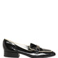 Black Patent Leather Logo Flats Loafers Shoes