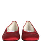 Red Satin Fabric Ballet Slip On Flats Shoes