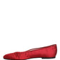 Red Satin Fabric Ballet Slip On Flats Shoes