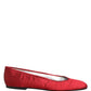 Red Satin Fabric Ballet Slip On Flats Shoes