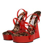 Red Lacquer Platform Wedge Sandals Shoes