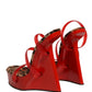 Red Lacquer Platform Wedge Sandals Shoes