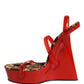 Red Lacquer Platform Wedge Sandals Shoes