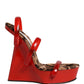 Red Lacquer Platform Wedge Sandals Shoes