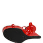 Red Lacquer Platform Wedge Sandals Shoes
