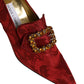 Red Brocade Crystal High Heel Pumps Shoes