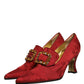 Red Brocade Crystal High Heel Pumps Shoes