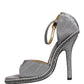 Gray High Heeled Sandals Ankle Strap Shoes