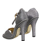 Gray High Heeled Sandals Ankle Strap Shoes