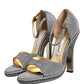 Gray High Heeled Sandals Ankle Strap Shoes