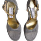 Gray High Heeled Sandals Ankle Strap Shoes