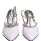 White Strass Crystal Slingbacks Pumps Shoes