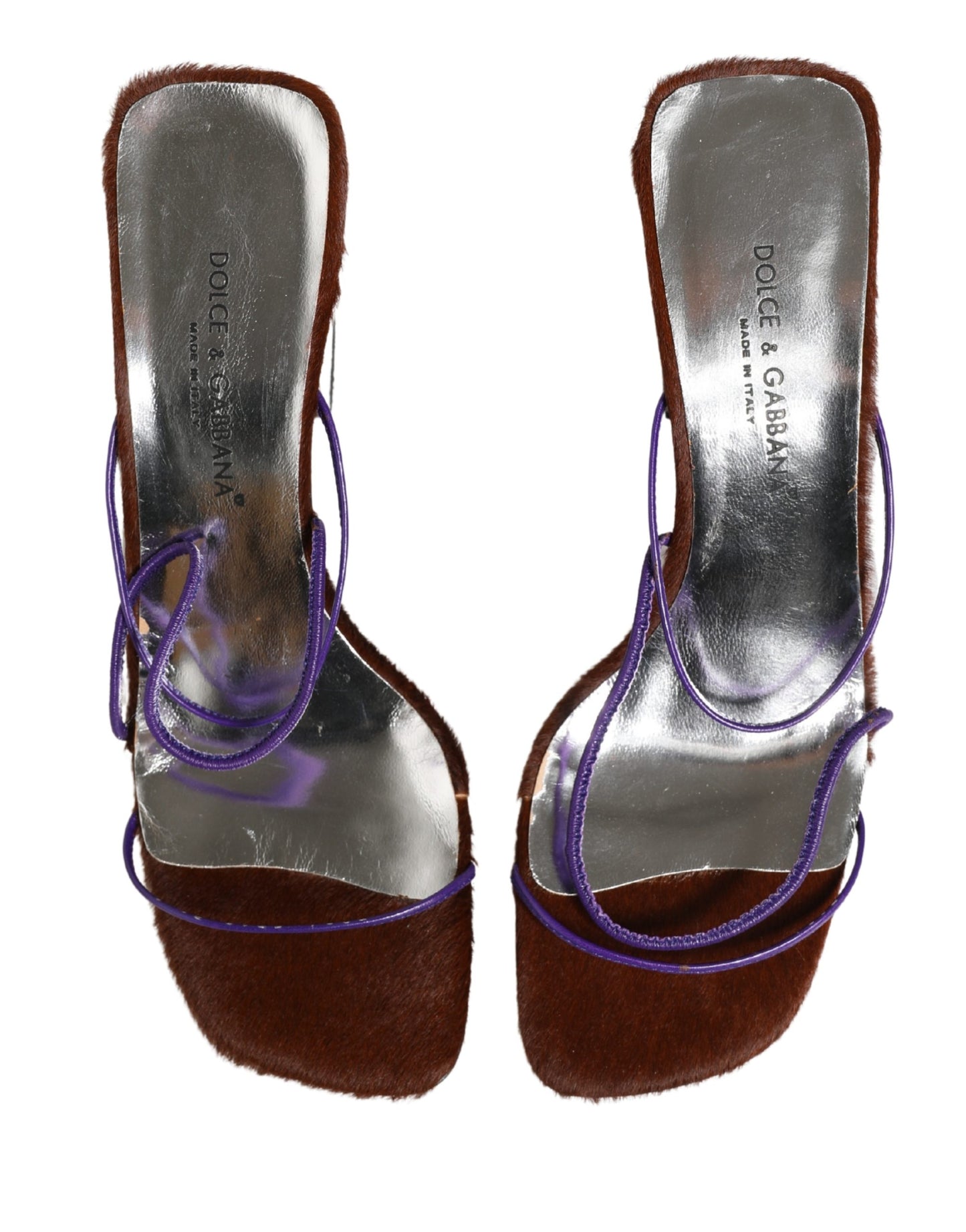 Silver Block Heels Slip On Sandals Shoes