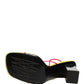 Multicolor Leather Block Heels Sandals Shoes