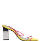 Multicolor Leather Block Heels Sandals Shoes