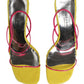 Multicolor Leather Block Heels Sandals Shoes