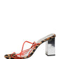 Multicolor Leather Block Heels Sandals Shoes