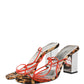 Multicolor Leather Block Heels Sandals Shoes