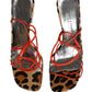 Multicolor Leather Block Heels Sandals Shoes