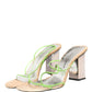 Multicolor Leather Block Heels Sandals Shoes