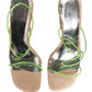 Multicolor Leather Block Heels Sandals Shoes