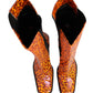 Brown Leopard Leather Knee High Boots Shoes