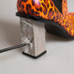 Brown Leopard Leather Knee High Boots Shoes
