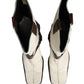 White Brown Fur Leather Mid Calf Boots Shoes