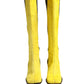 Yellow Black Leather Knee High Boots Shoes