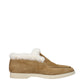 Beige Leather Ankle Boots