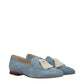 Light Blue Leather Slip-On Loafers