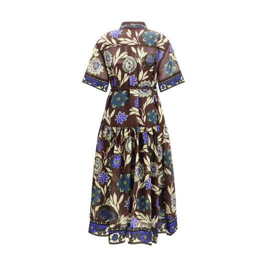 Brown Cotton Casual Dress