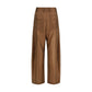 Brown Cotton Casual Pants