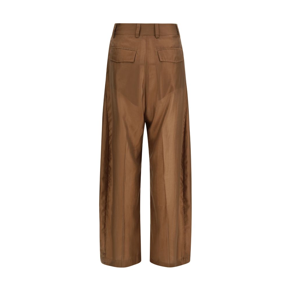Brown Cotton Casual Pants