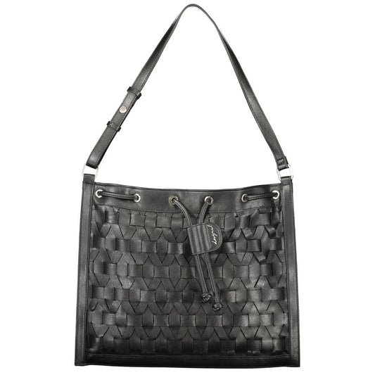 Black Polyurethane Women Backpack