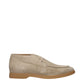 Beige Leather Lace-Up Boots