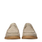 Beige Leather Lace-Up Boots