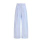 Blue Cotton Casual Pants
