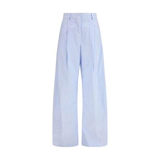 Blue Cotton Casual Pants