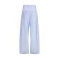 Blue Cotton Casual Pants