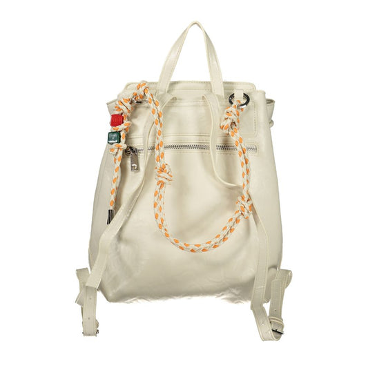 Ecru Polyurethane Women Backpack