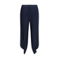 Blue Polyester Casual Pants