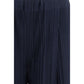 Blue Polyester Casual Pants