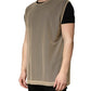 Beige Crew Neck Sleeveless Mesh Top  T-shirt